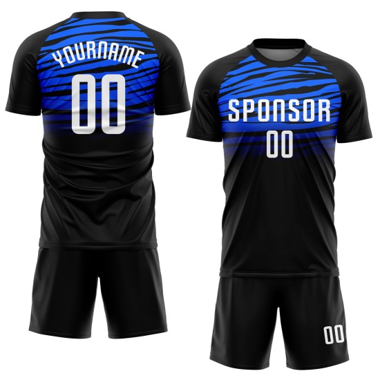 Benutzerdefiniertes schwarz-weiß-königliches Sublimations-Fußballtrikot