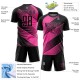 Benutzerdefiniertes schwarz-rosa Sublimations-Fußballtrikot Benutzerdefiniertes schwarz-rosa Sublimations-Fußballtrikot