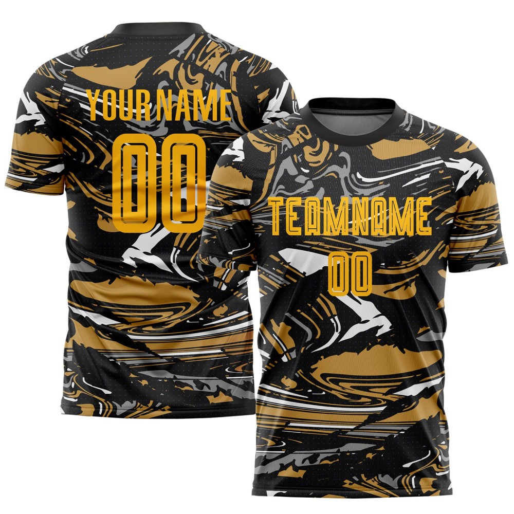 Benutzerdefinierte Figur Gold-Altgold Sublimation Fußball Uniform Trikot Benutzerdefinierte Figur Gold-Altgold Sublimation Fußball Uniform Trikot