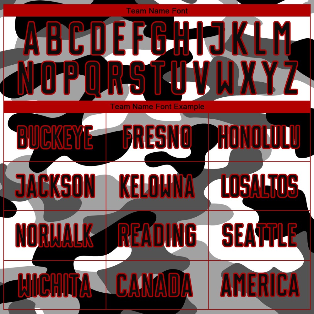 Benutzerdefinierte Camo Schwarz-Rot Sublimation Salute To Service Fußball Uniform Trikot Benutzerdefinierte Camo Schwarz-Rot Sublimation Salute To Service Fußball Uniform Trikot
