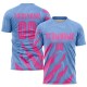 Benutzerdefiniertes hellblaues und rosa Sublimations-Fußballtrikot