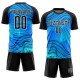 Benutzerdefinierte Himmelblau Schwarz-Weiß Wellen Sublimation Fußball Uniform Jersey