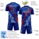 Benutzerdefinierte Royal Rot-Hellblau Dripping Splatter Kunst Sublimation Fußball Uniform Jersey