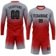 Benutzerdefinierte grau schwarz-rot Sublimation Langarm Fade Fashion Fußball Uniform Jersey
