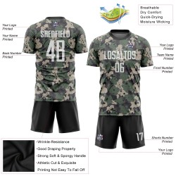 Benutzerdefinierte Camo Weiß-Schwarz Sublimation Salut an den Dienst Fußball Uniform Trikot