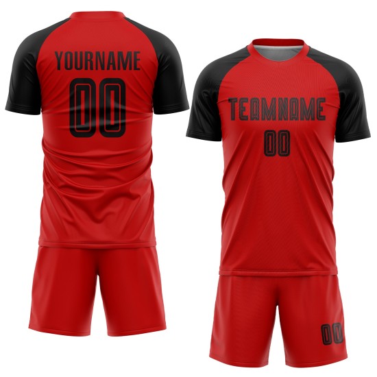 Benutzerdefiniertes rot-schwarzes Sublimations-Fußballtrikot