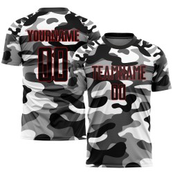 Benutzerdefinierte Camo Schwarz-Rot Sublimation Salute To Service Fußball Uniform Trikot