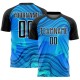 Benutzerdefinierte Himmelblau Schwarz-Weiß Wellen Sublimation Fußball Uniform Jersey