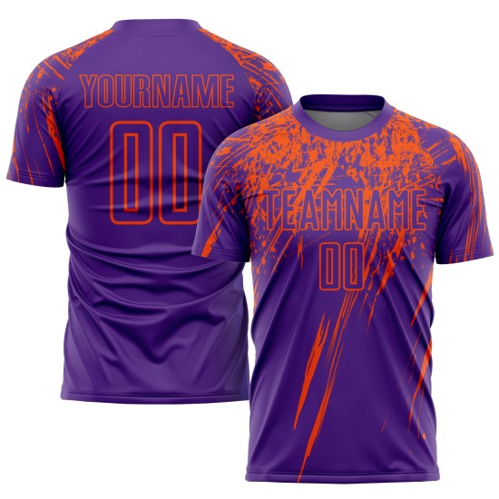Benutzerdefiniertes lila-orangefarbenes Sublimations-Fußballtrikot