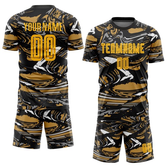 Benutzerdefinierte Figur Gold-Altgold Sublimation Fußball Uniform Trikot