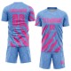 Benutzerdefiniertes hellblaues und rosa Sublimations-Fußballtrikot