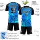 Benutzerdefinierte Himmelblau Schwarz-Weiß Wellen Sublimation Fußball Uniform Jersey