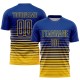 Benutzerdefinierte Royal Yellow Pinstripe Fade Fashion Sublimation Fußball Uniform Trikot