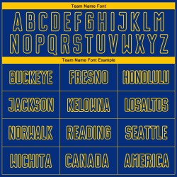 Benutzerdefinierte Royal Yellow Pinstripe Fade Fashion Sublimation Fußball Uniform Trikot