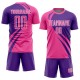 Benutzerdefinierte Rosa Lila-Weiß Curve Linien Sublimation Fußball Uniform Trikot