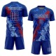 Benutzerdefinierte Royal Rot-Hellblau Dripping Splatter Kunst Sublimation Fußball Uniform Jersey